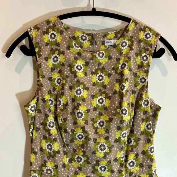 BIRDS OF NORTH AMERICA Sz 6 Eagle Dress In Winter Mist 100% Cotton Midi Dress - Picture 3 of 11